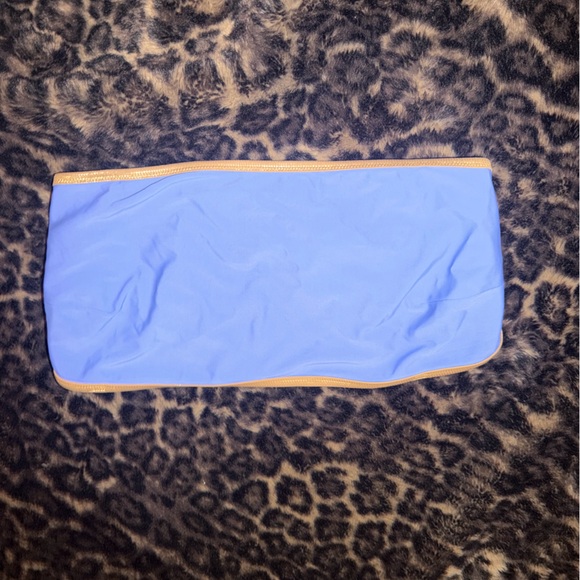 aerie Other - Blue Strapless Bandeau Bikini Top with Shimmer Tan Trim